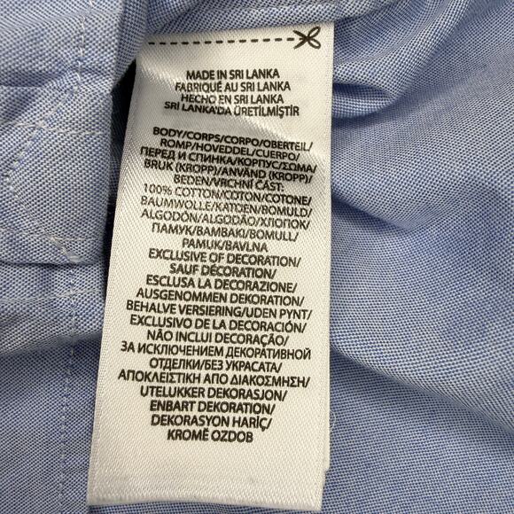 NWOT Ralph Lauren Button Down Shirt Girls 12 Blue Puff Sleeve Polo Logo Preppy - Picture 6 of 12